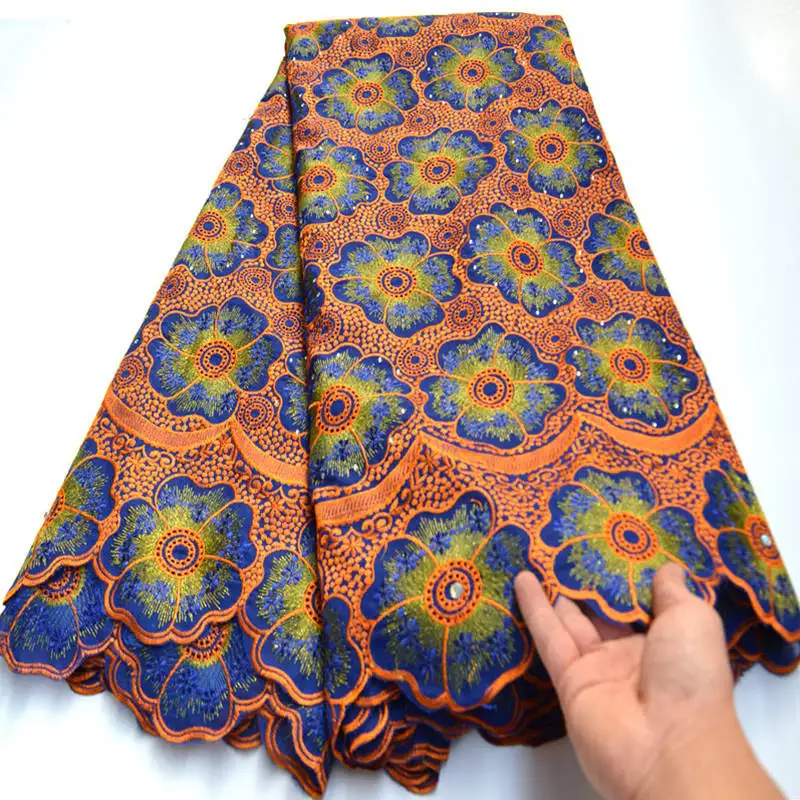 Nigerian Dry Cotton Material Lace Fabric High Quality Latest Swiss In Switzerland African Rhinestones fabrics Ki037 | Дом и сад
