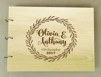 

Custom Scrapbook, Rustic Wedding Guestbook, Wood Wedding Guest Book, Personalized Wooden Engraved Sign in Book, Bridal Shower