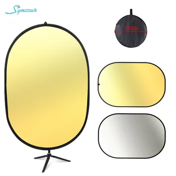 

60*90cm 2 In 1 Light Reflector Photography Double-sided Oval Collapsible Handsfree Flash Light Diffuser For Photo With Stand