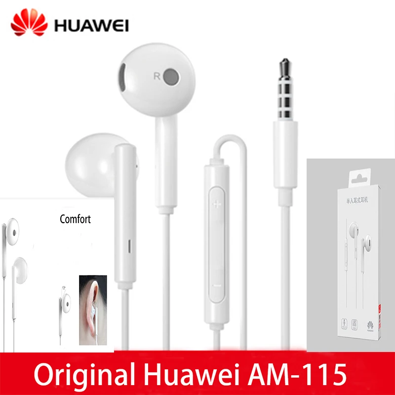 Наушники Huawei AM115 с микрофоном для смартфона оригинальная гарнитура контролем