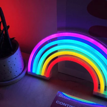 

Creative Party Home Bedroom Decorative Lamp Rainbow Shape Neon LED Night Light for Kids Adults Bedroom Dec Christmas Gift