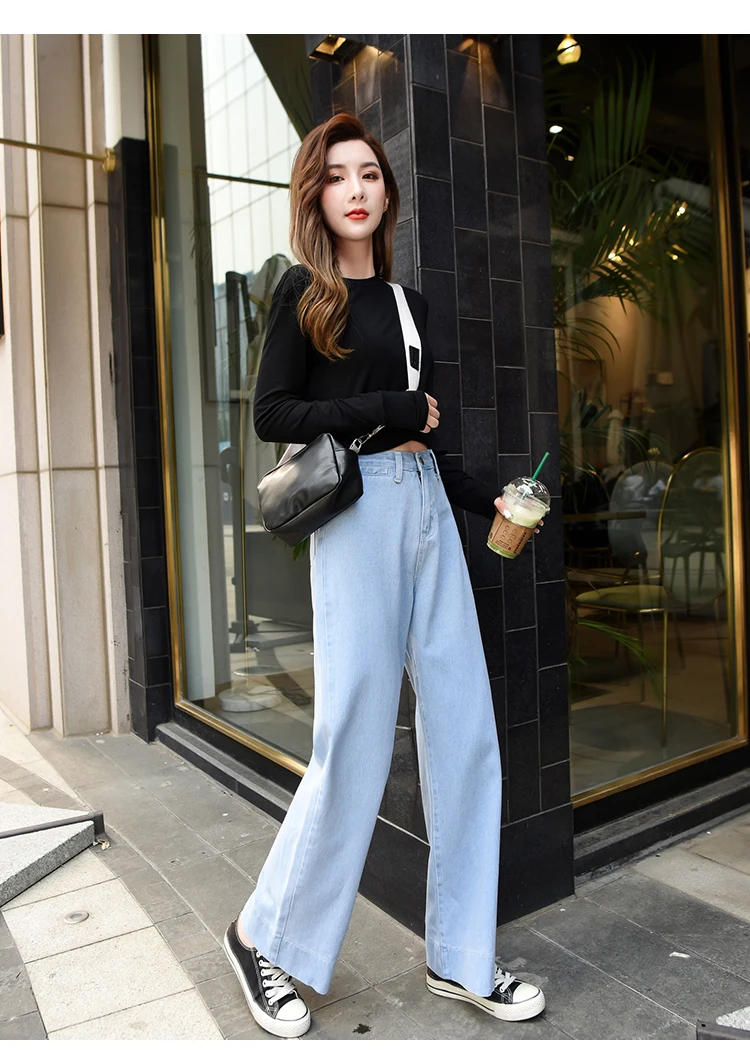 Vintage high waist jeans woman Full Length demin pants trousers Washed plus size jeans Straight blue fashion winter autumn new