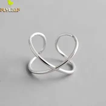 

925 Sterling Silver Intersecting Lines Open Rings For Women Simple Student Girl Fine Jewelry Flyleaf