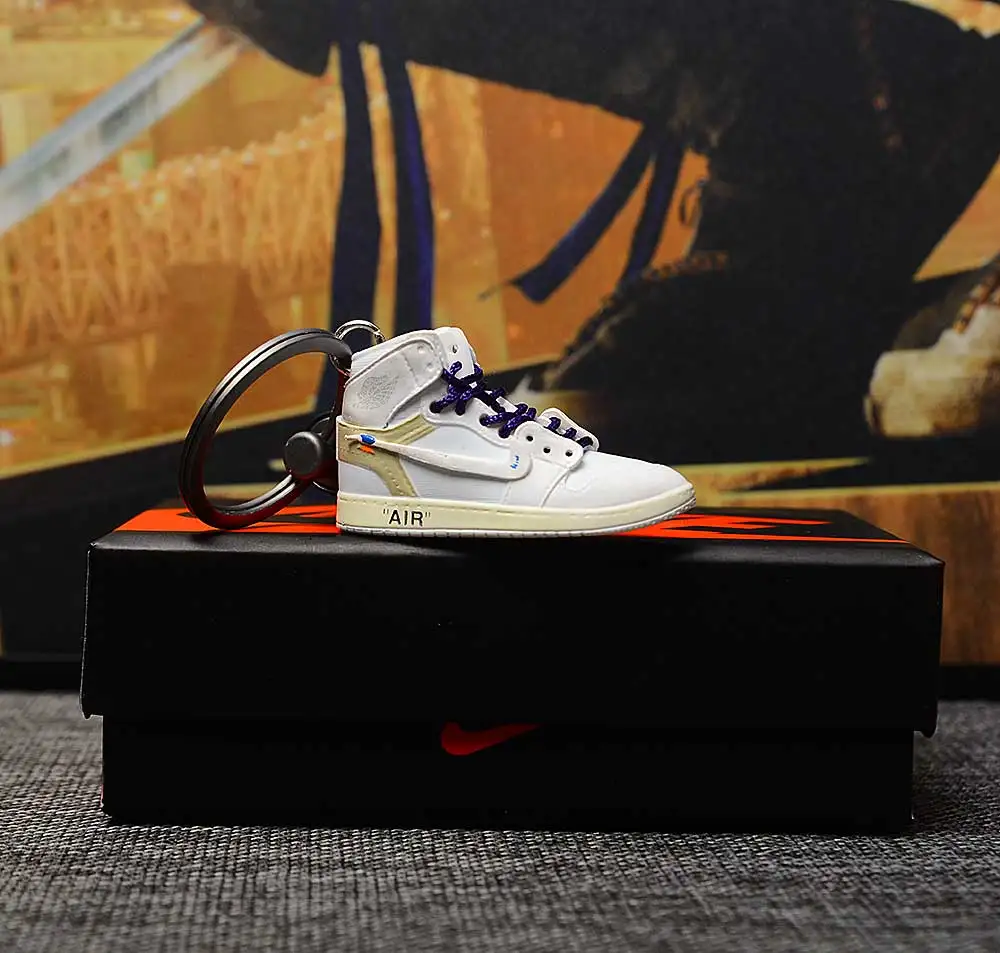 a shoe w rope Дропшиппинг aj1 offwhite Chicago Unc брелок в виде кроссовка Air Jordan 1 3D мини-кроссовки запатентованный спортивный обувной брелок с кроссовком - Цвет: a shoe w rope