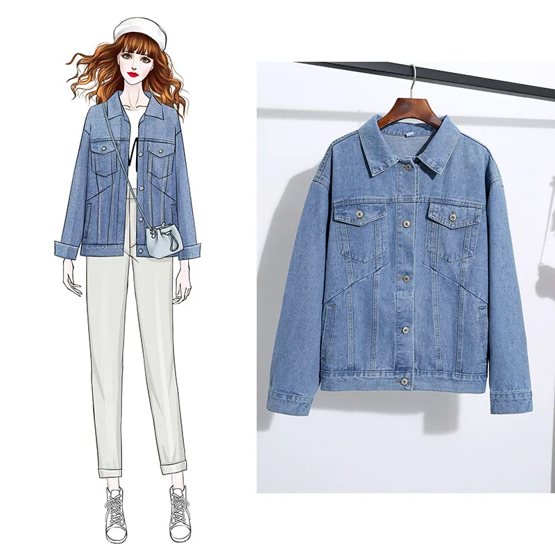 

Solid Color Jeans Coat Women's Loose-Fit BF Style 2019 Autumn New Style Korean-style Casual Versatile Slimming Tops