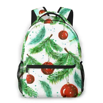

OLN Women Backpack with Multiple Using Women Backpacks Christmas Fir Branch And Red Balls Female School Bag Girls Travel Bag