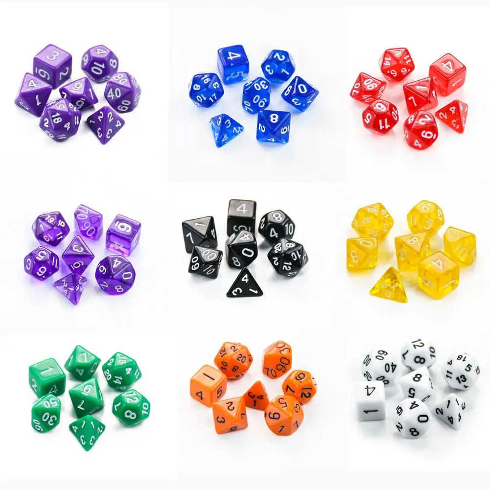 7 шт./компл. Dichromatic D4 D6 D8 D10 D12 D20 многогранные циферблаты настольные игры аксессуары