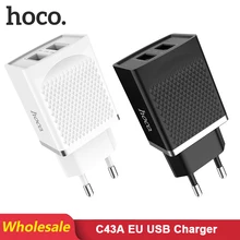 HOCO C43A, 10 шт./лот,, 5 В, 2,4 А, USB зарядное устройство для iPhone 11 Xs Max, евро вилка, настенное зарядное устройство, адаптер для samsung, Xiaomi, huawei