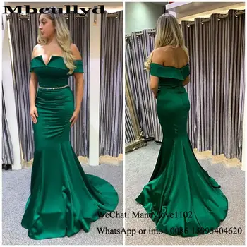 

Mbcullyd Dark Green Mermaid Prom Dresses Long Sexy Off Shoulder Evening Dress For Women Crystal Backless African robe de soiree