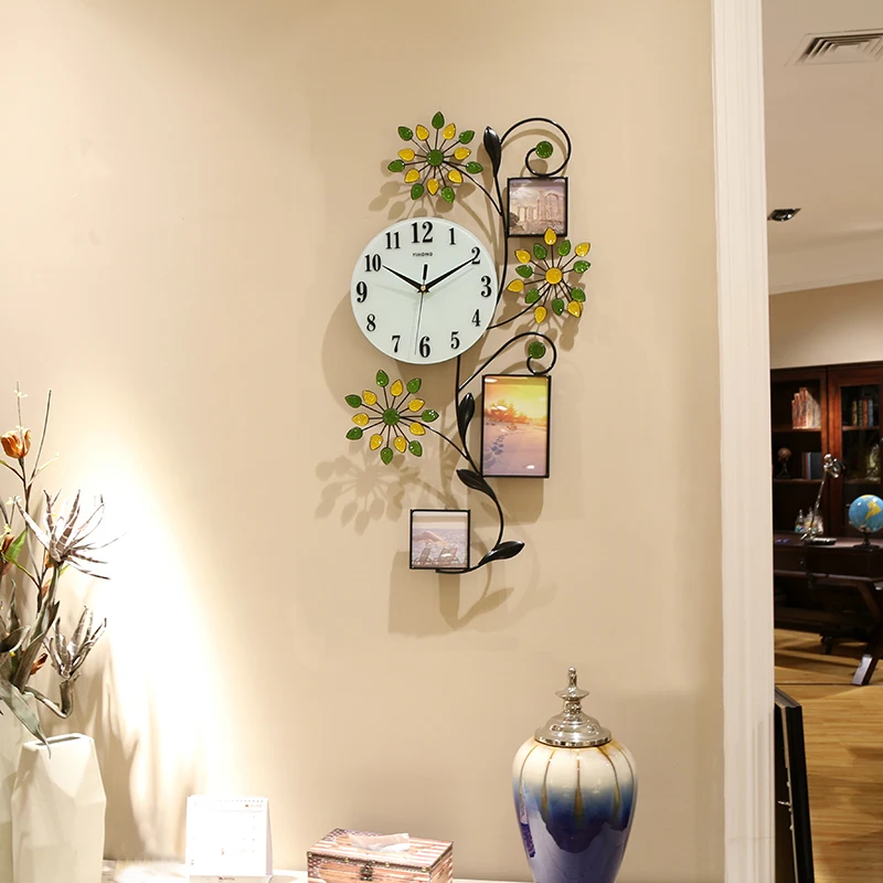 

Flower Canvas Wall Clock Modern Design Art Metal Outdoor Garden Wall Clock Living Room Kids Zegar Scienny Home Decoration JJ60WC