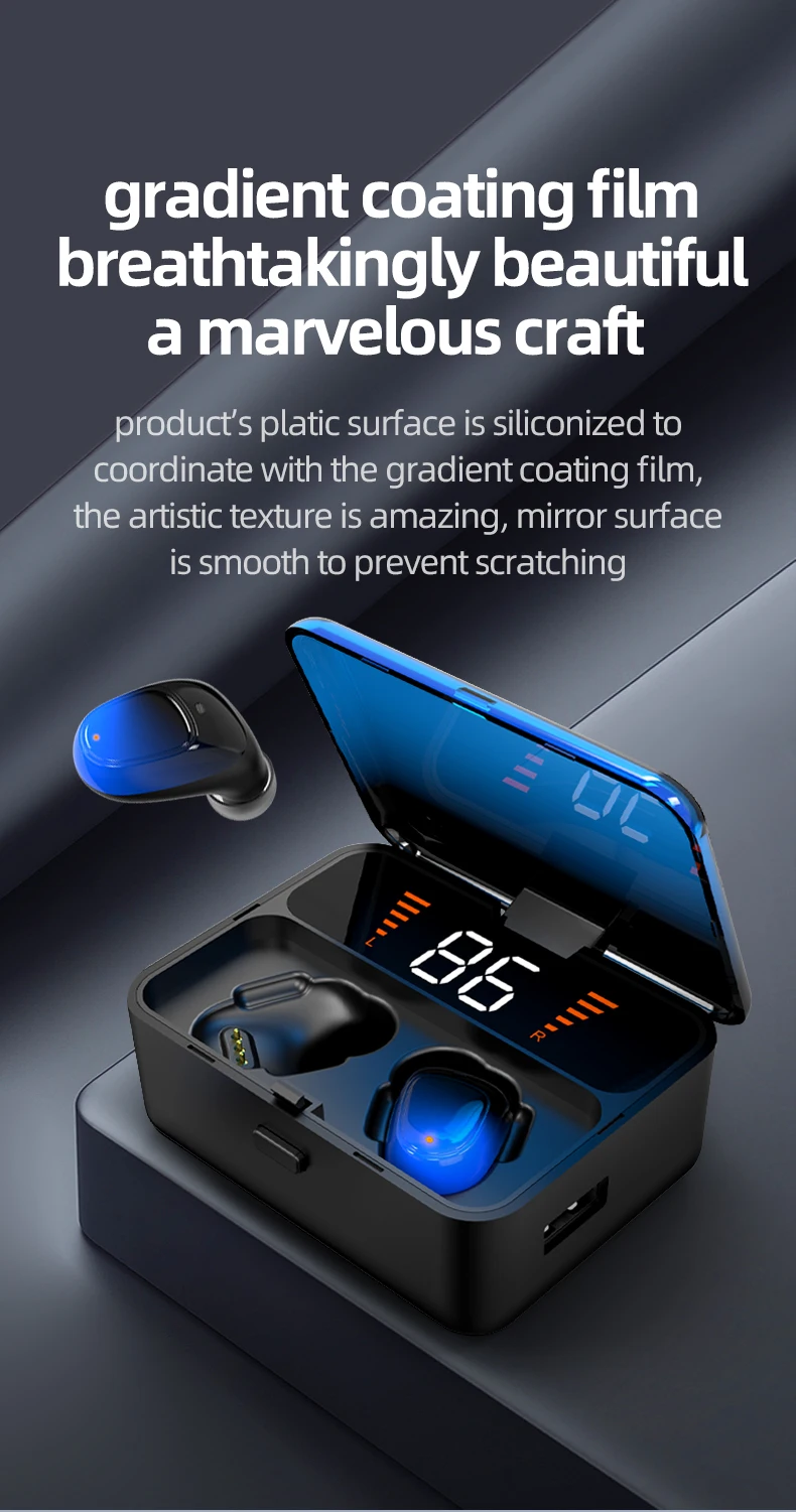 ES01 TWS 5,0 Bluetooth наушники мощный светодиодный дисплей сенсорный контроль стерео беспроводные гарнитуры спортивные водонепроницаемые басы Наушники с микрофоном
