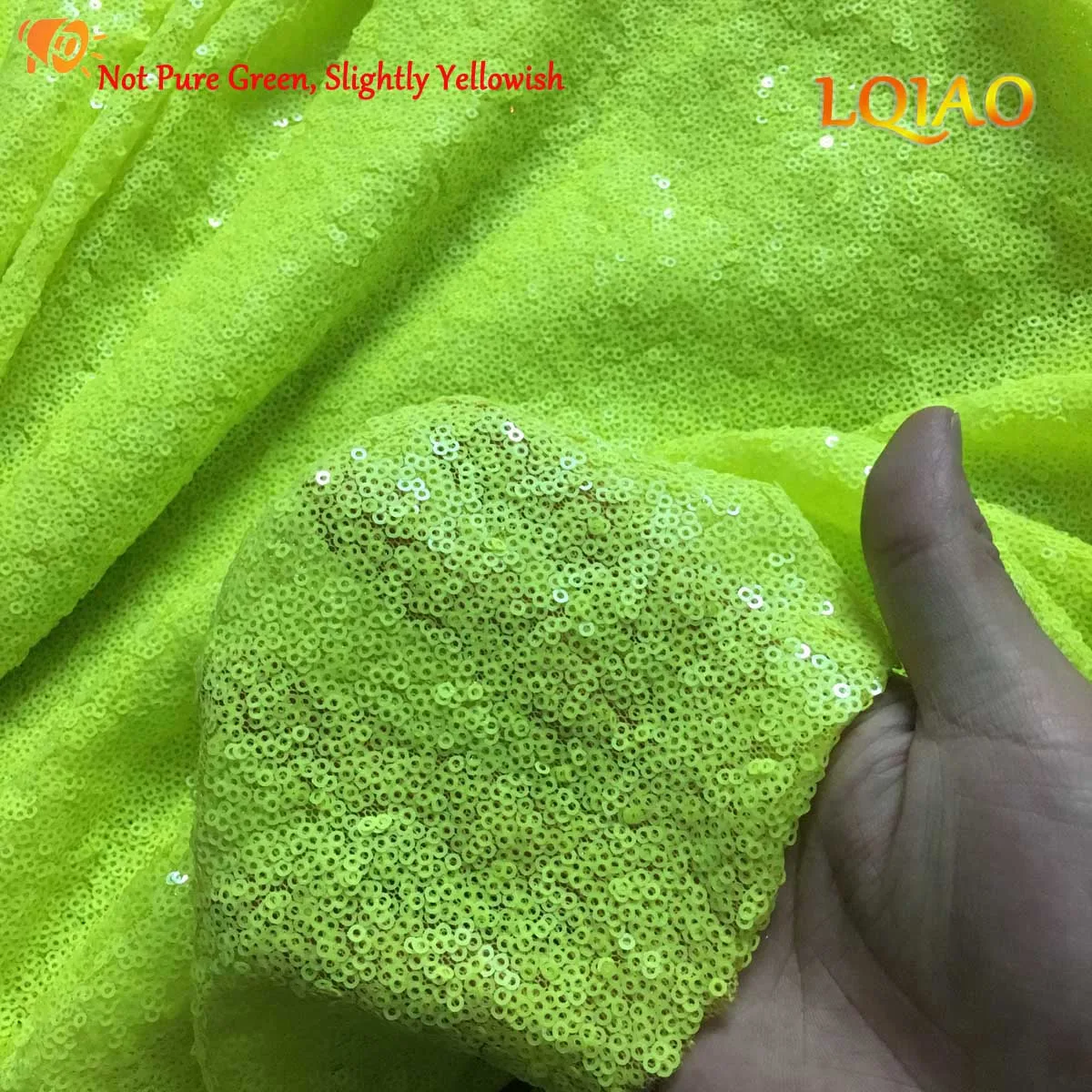 

45*120CM High Quality Sparkly Embroidered Mesh Lace Sequin Fabric Neon Green Sequin Fabric For Clothes Dress Wedding Decoration