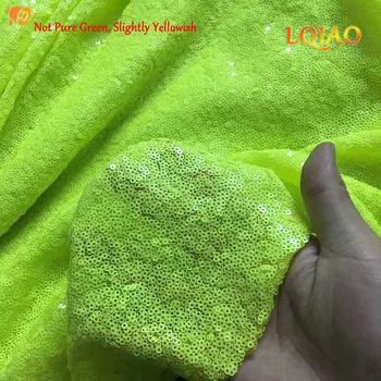

45*120CM High Quality Sparkly Embroidered Mesh Lace Sequin Fabric Neon Green Sequin Fabric For Clothes Dress Wedding Decoration