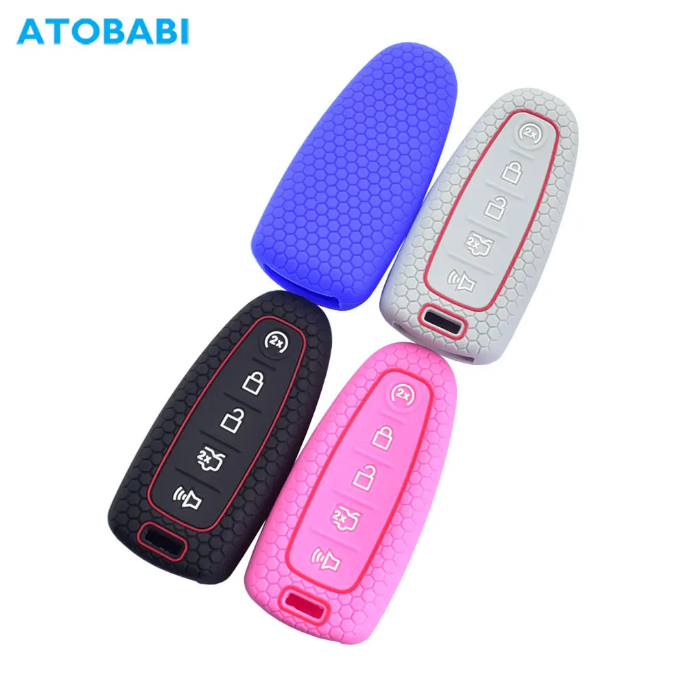 Custodia Portachiavi In Silicone Per Auto 5 Pulsanti Cover Telecomando Intelligente Per Ford Edge Escape Expedition Explorer Flex Focus Taurus Lincoln