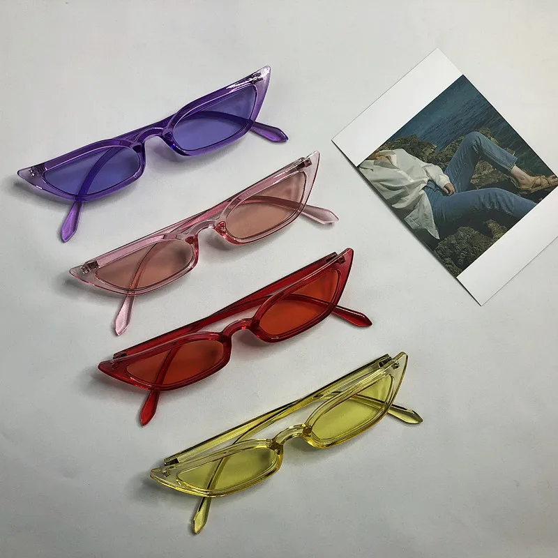 Новые фирменные дизайнерские европейские и американские маленькие солнцезащитные очки кошачий глаз, женские солнцезащитные очки в стиле ретро, цветные прозрачные солнцезащитные очки
