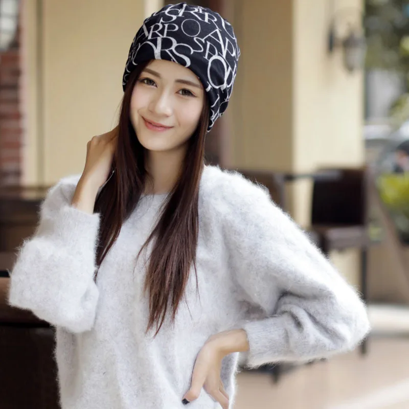 

Autumn and winter new simple hat printed letter head hat cold warm moon cap chemo cap dui dui hat wholesale beanie winter hats