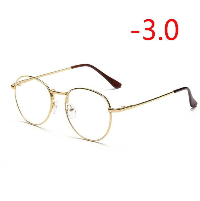 Diopter SPH-1,0-1,5-2-2,5-3-3,5-4 готовые очки для близоруких очков с металлической оправой овальные очки для близоруких рецептурных очков - Цвет оправы: Myopia 300