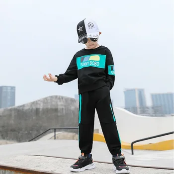 

Children's suit boys 2020 New Autumn clothes personalized patch printing 2 pieces of foreign style sports for 3-10 years old