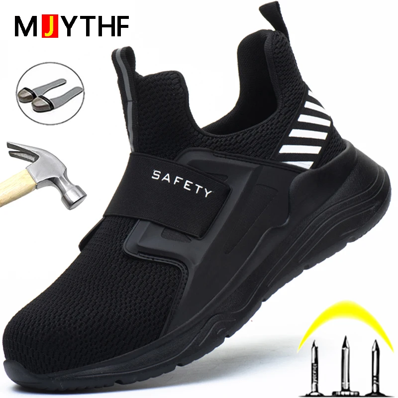 Zapatos de seguridad con punta de acero para hombre, zapatillas de trabajo a prueba de perforaciones, indestructibles