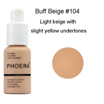 PHOERA 30ml Face Foundation Base Long Wear Moisturizer Oil Control Concealer Liquid Foundation Cream Long