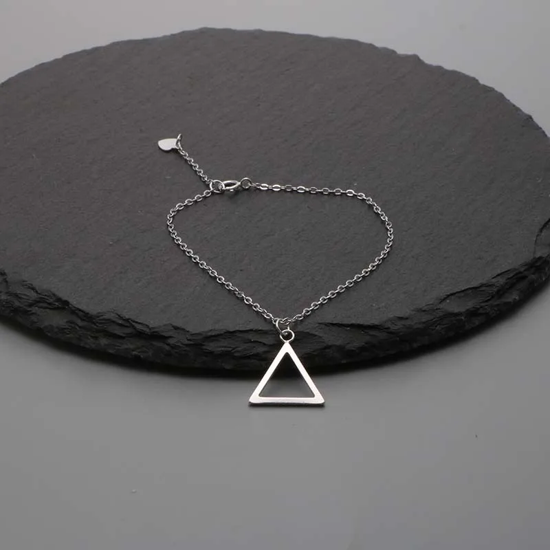 Yishi S925 стерлингового серебра геометрический треугольный браслет корейский стиль моды стиль личности простой браслет