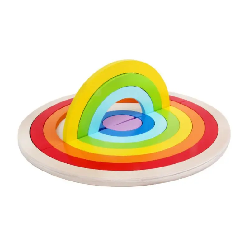 Goede Kleurrijke Houten Blokken Puzzel Speelgoed Kinderen Kids Creative Rainbow Assembleren Bouwsteen Jongens Meisjes Geschenken