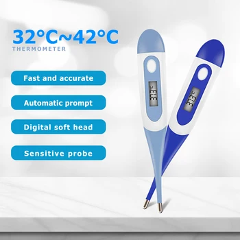 

Baby Thermometer Electronic Soft Head LCD Digital Thermometer Waterproof Baby Adult Armpit Mouth Body Fever Temperature Tester