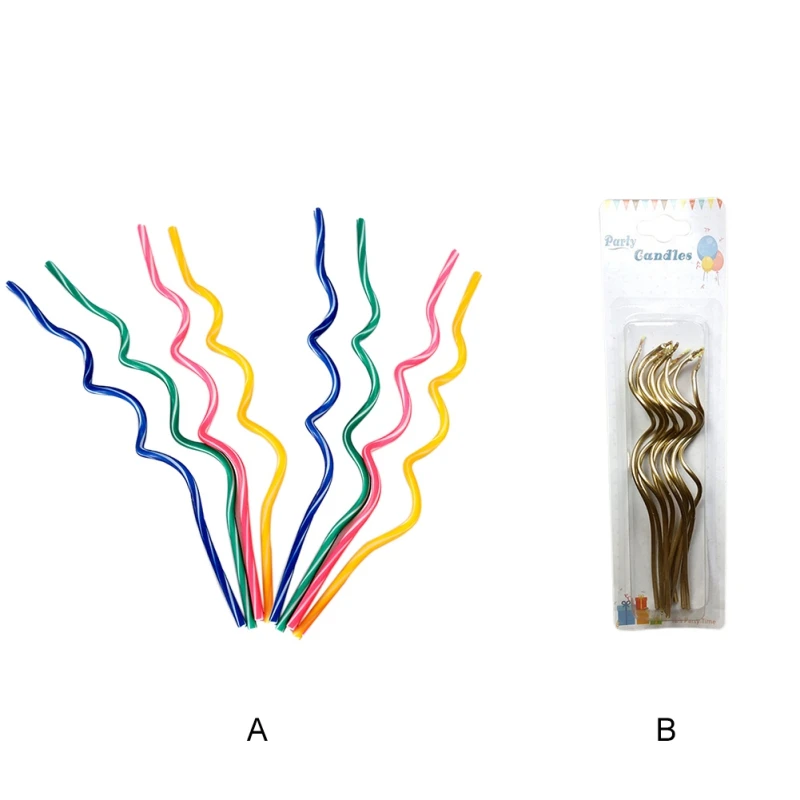 12 шт., закрученная форма, Свеча для детей, день рождения, Весенняя форма, Свеча для украшения торта на день рождения