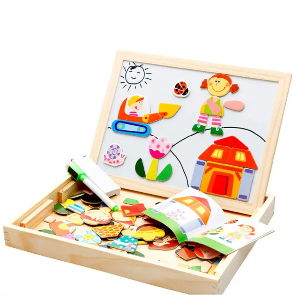 Child Happy Magnetic Spelling Wooden Children Double-Sided Drawing Board 0-3 Years Old Enlightenment Educational Toy
