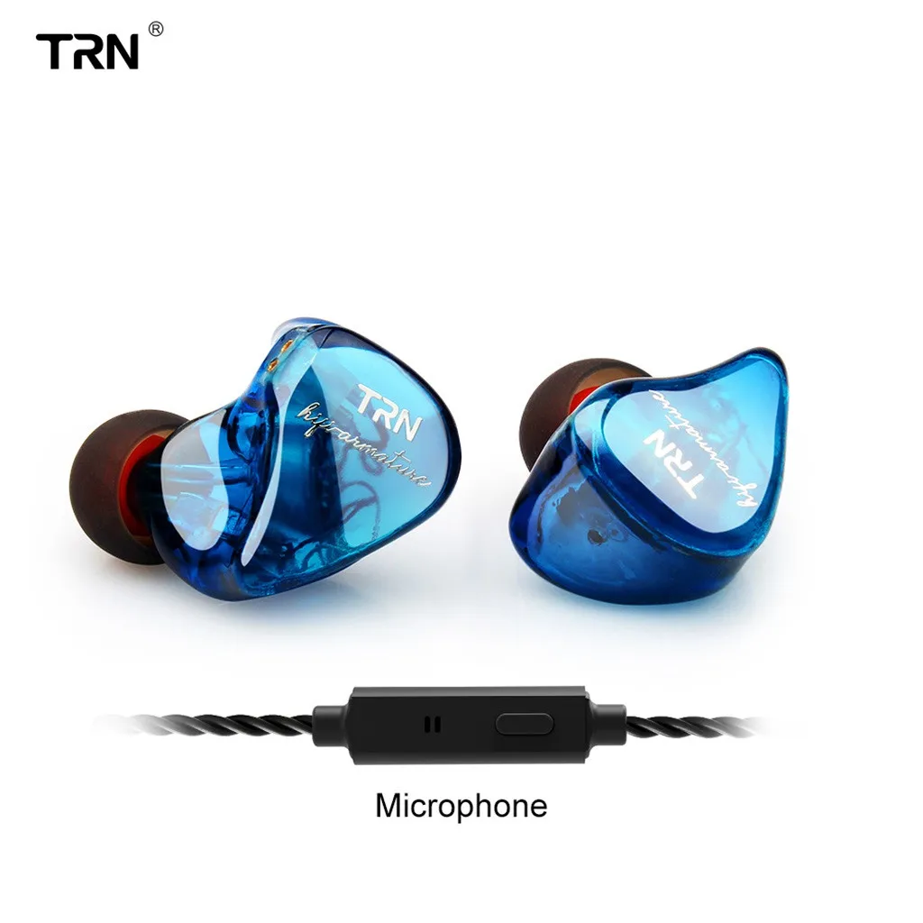 3,5 мм аудио разъем в ухо TRN IM1 EarHIFI восьмиблочное кольцо железные наушники телефон сабвуфер проводной с микрофоном Android/Windows/iOS