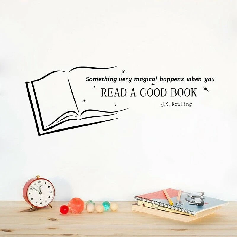 Jk Rowling Quotes About Reading Reading Room Library Art Wall Decals Quotes Read A Good Book J.k Rowling  Vinyl Wall Sticker Study Room Decoration Poster Z495 - Wall Stickers -  Aliexpress
