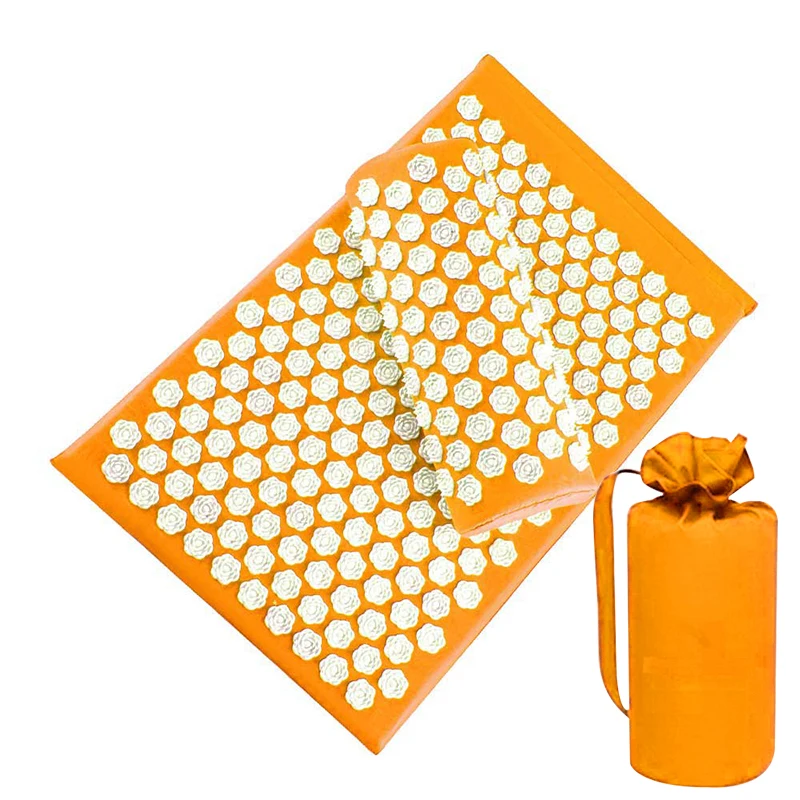 Акупрессура в форме розы массажная подушка акупрессура коврик сумка для снятия стресса боль Спайк йога коврик подушка Прямая поставка - Цвет: Orange