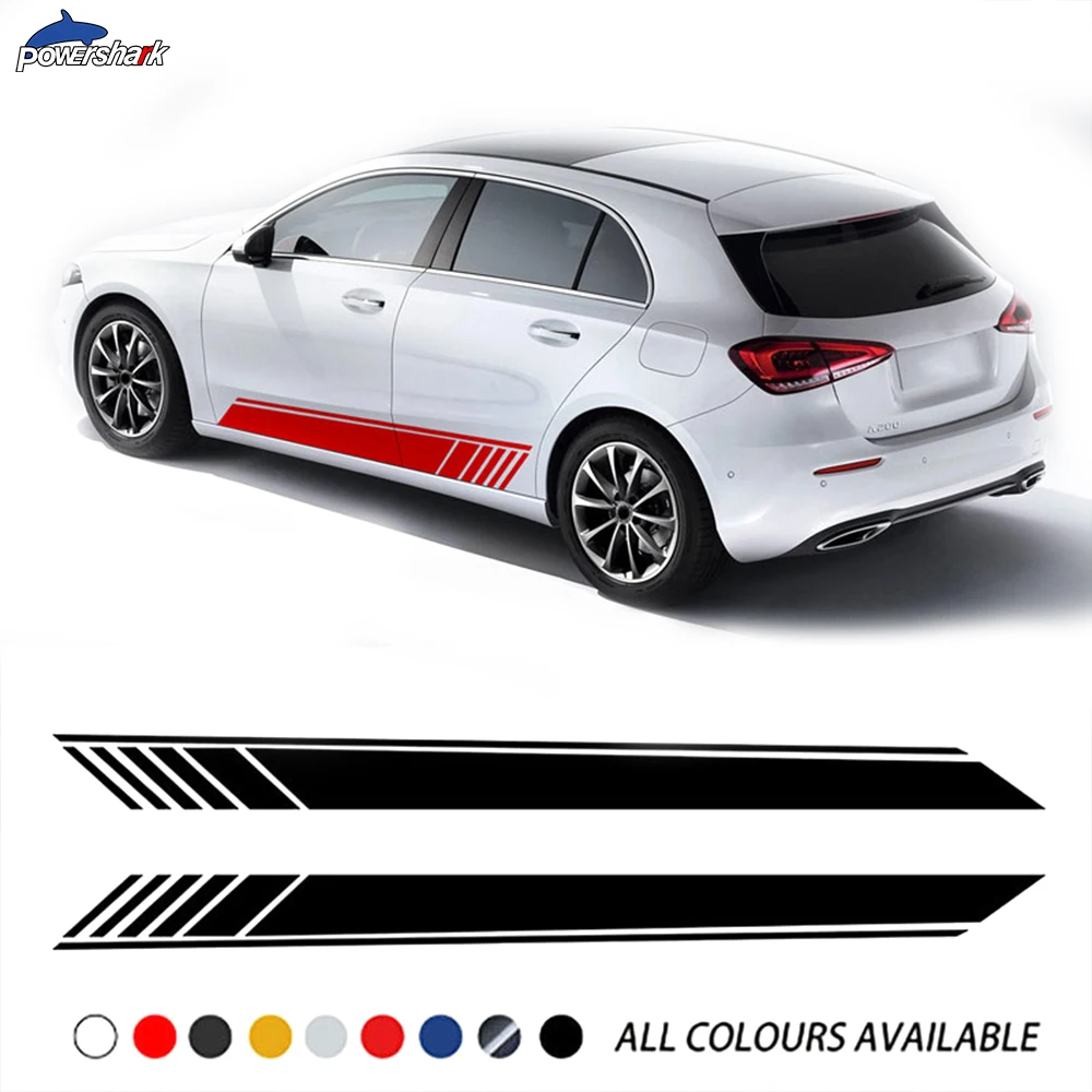 Наклейка на дверь автомобиля AMG в полоску 2 шт. наклейка юбку для Mercedes Benz A Class W176 W177