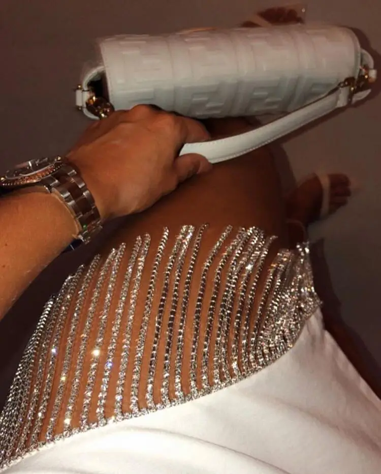 Для женщин Бандажное платье Vestidos сексуальное платье без рукавов белого цвета с бахромой к требованиям заказчика; сверкающие; Для женщин Вечеринка платье для клуба; Vestidos