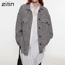 Винтажная стильная свободная твидовая куртка с узором «гусиные лапки», пальто для женщин, модная клетчатая верхняя одежда с карманами и кисточками, шикарные топы, chaqueta mujer