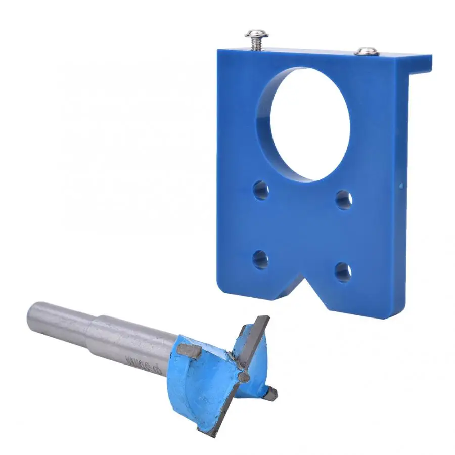 35mm Hinge Hole Boring Locator Woodworking Door Boring Jig Guide Accessory Tool with Drill Bit