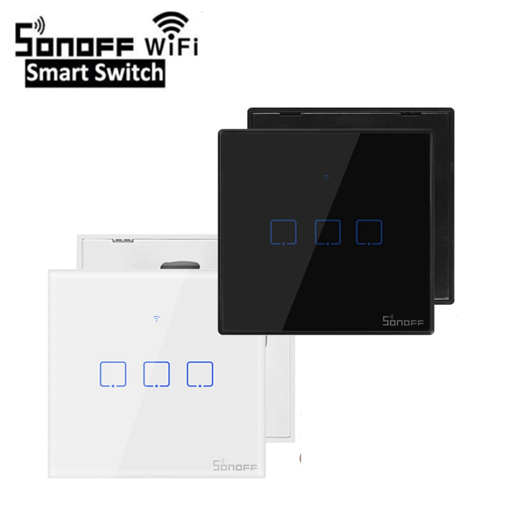 Comprar Sonoff TX T2 T3 UE UK Smart WiFi RF 433 APP Control táctil interruptor de luz de pared 1 2 3 Gang 86 tipo Interruptor táctil de pared Smart Home