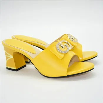 

Nice Yellow Party Pumps African Women's High Heel Sandal Shoes 86-10 Heel Height 7.5CM