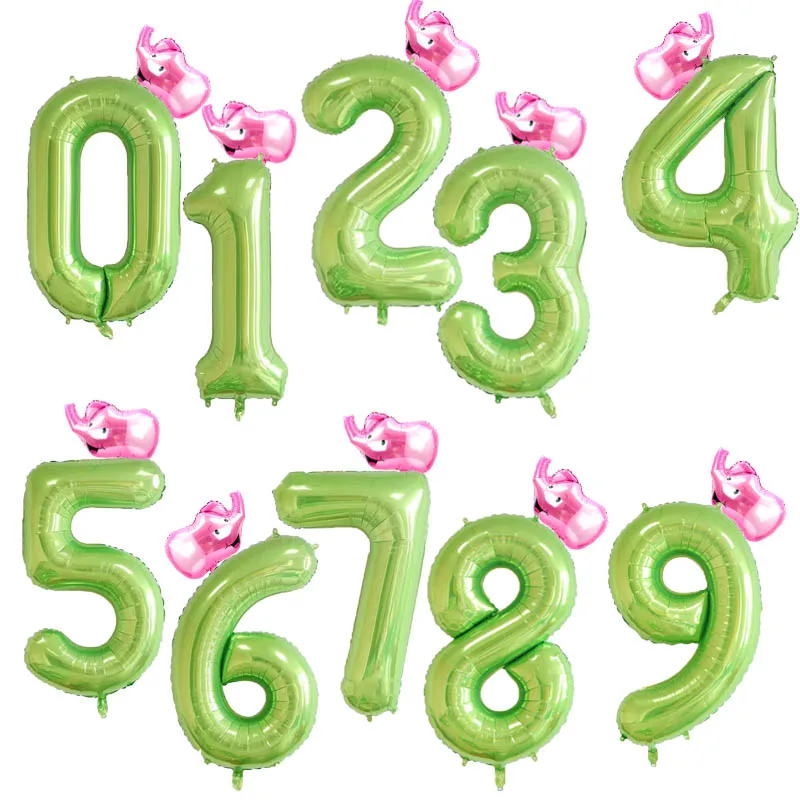 40 дюймов 0-9 зеленый большой размер фольги гелиевые шары День рождения животных Динозавр сафари джунгли вечерние Декор - Цвет: green NB pink DX