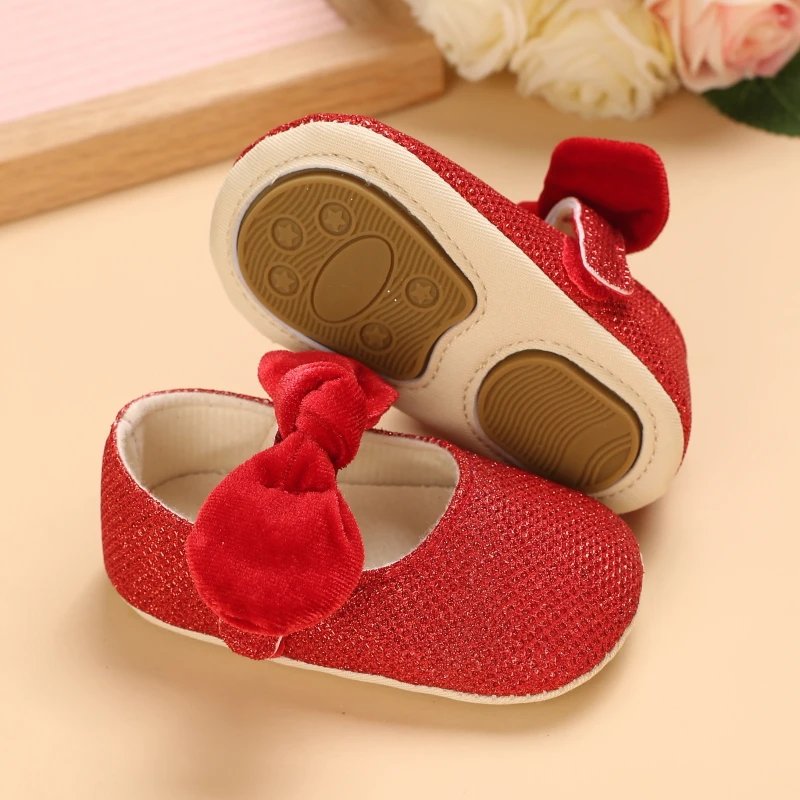 Baby Spring And Autumn Style Lovely Bow Solid Color Soft Sole Princess Shoes 0-18 Months Newborn Baby Casual Walking Shoes