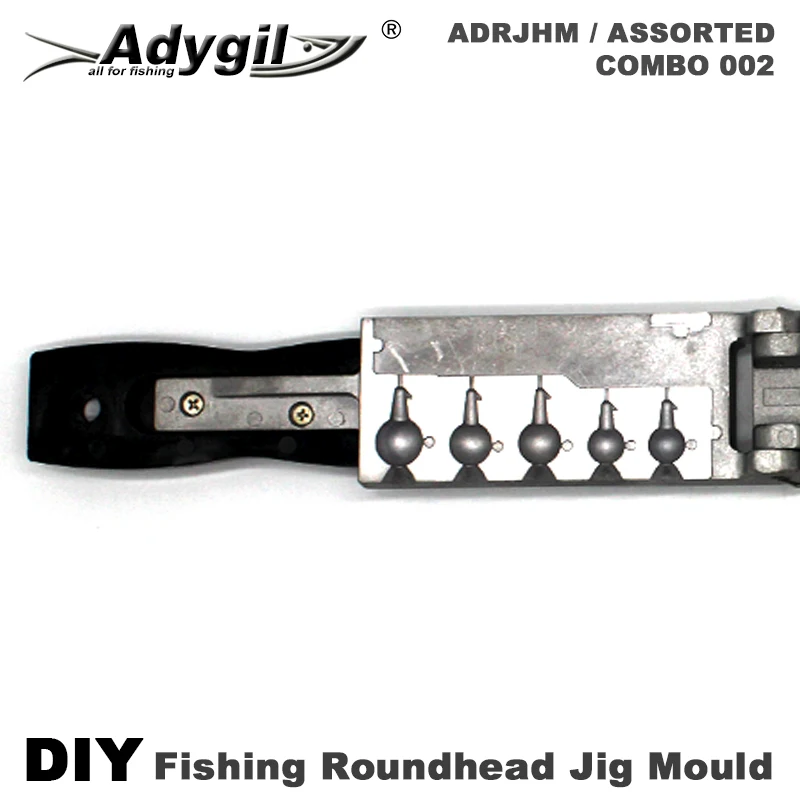 Adygil DIY Fishing Roundhead Jig Mould ADRJHM/ASSORTED COMBO 1/2oz. 3/4oz.  1oz 5 Cavities