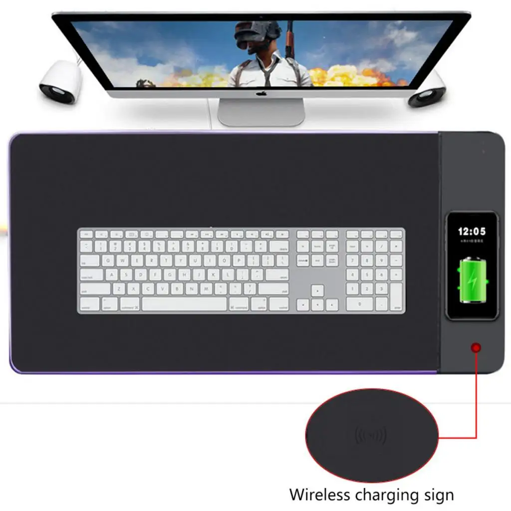 Профессиональный игровой геймер телефон Беспроводная зарядка светодиодный коврик для мыши 9 режимов освещения ПК ноутбук светодиодный RGB коврик для мыши Коврик для мыши
