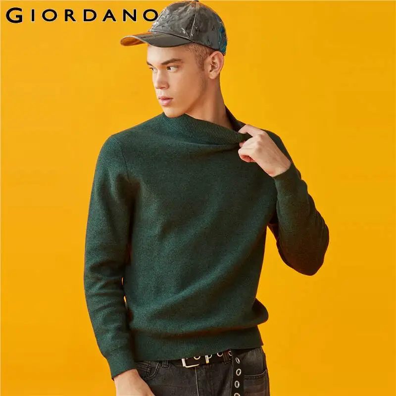 Koop Giordano Mannen Truien Mockneck Lange Mouwen Gebreide Truien Geribbelde Manchetten En Zomen Soild Blusa De Frio Masculino 01059880