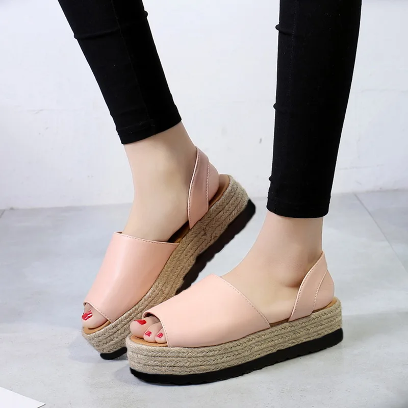 

LOOZYKIT Shoes Platform Sandals Women's Ladies Summer Flat Woven Thick-Bottom Sandals Roman Fashion Shoes Woman 2020 sandale