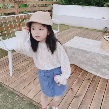 

2020 hot selling baby girls lace shirt fashion spring kids blouse 2-7t