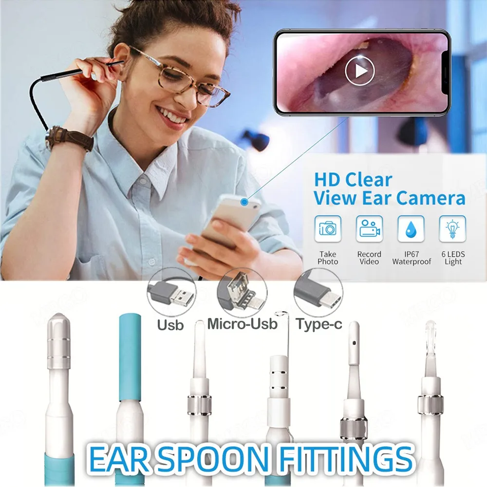 Clean Ear Endoscope Camera Mini Borescope Mobile Otoscope Probe Micro for Android Smartphone Endoscopic Camera Endoscope Usb C cctv security cameras