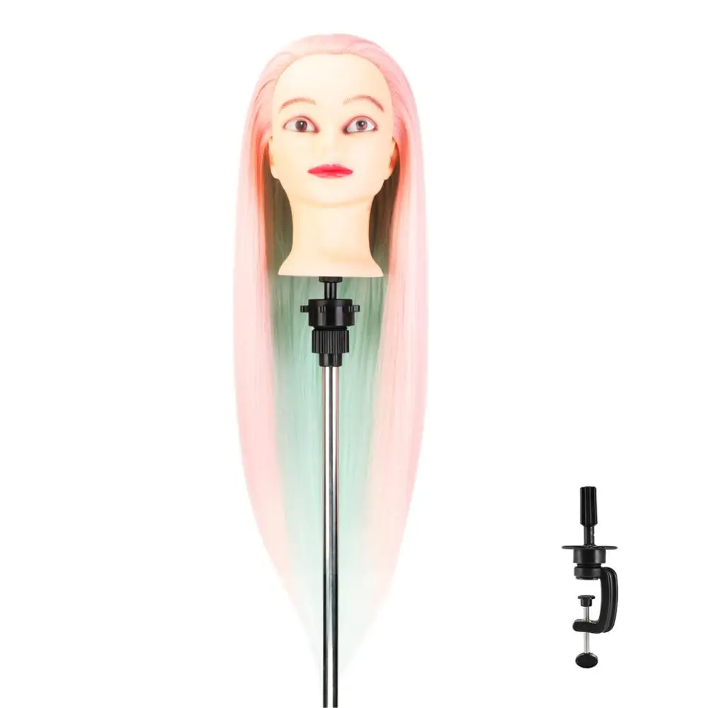 

28''100% Synthetic Fiber Hair Training Heads With Long Thick Hairs For Practice Hairdressing Hair Styling Mannequin Dolls+Clamp