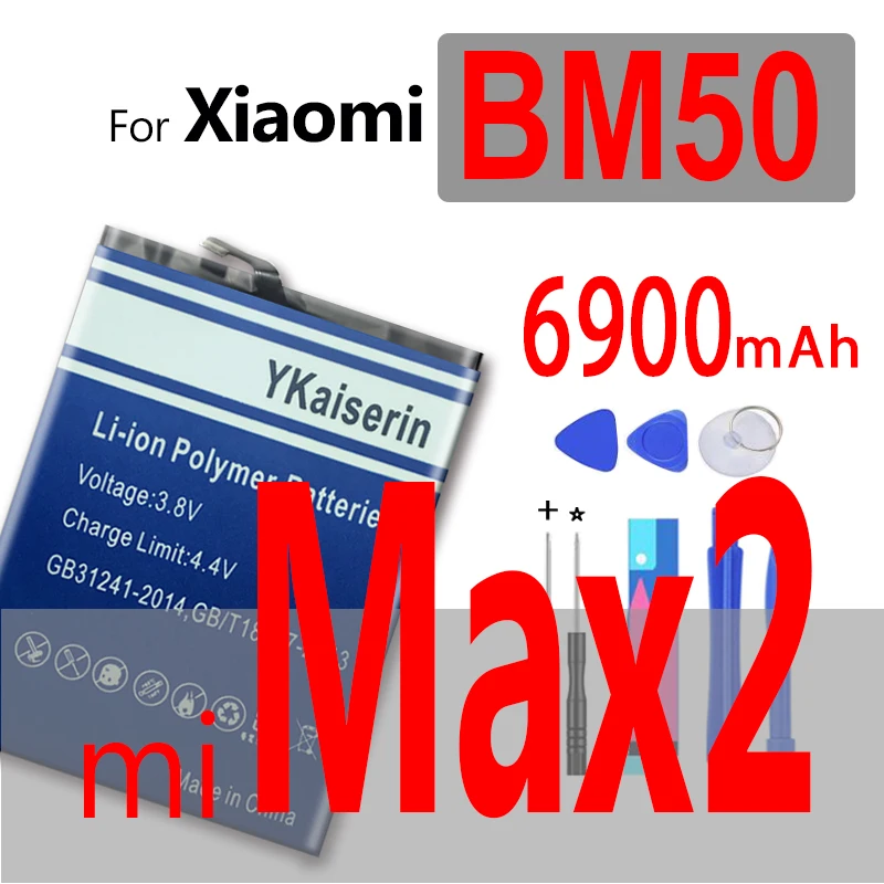 Оригинальный аккумулятор ykaisсеребрин для Xiaomi Mi Max 2 3 Max2 Max3 mi 6 5X 6X 8 SE A3 A2 BM50 Mix 2S