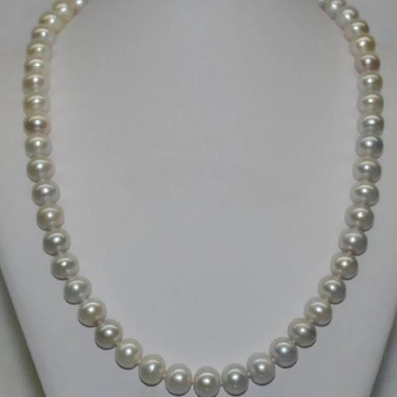 

Natural Rare Gray 9-10mm near round bread cultured Pearl Necklace jj