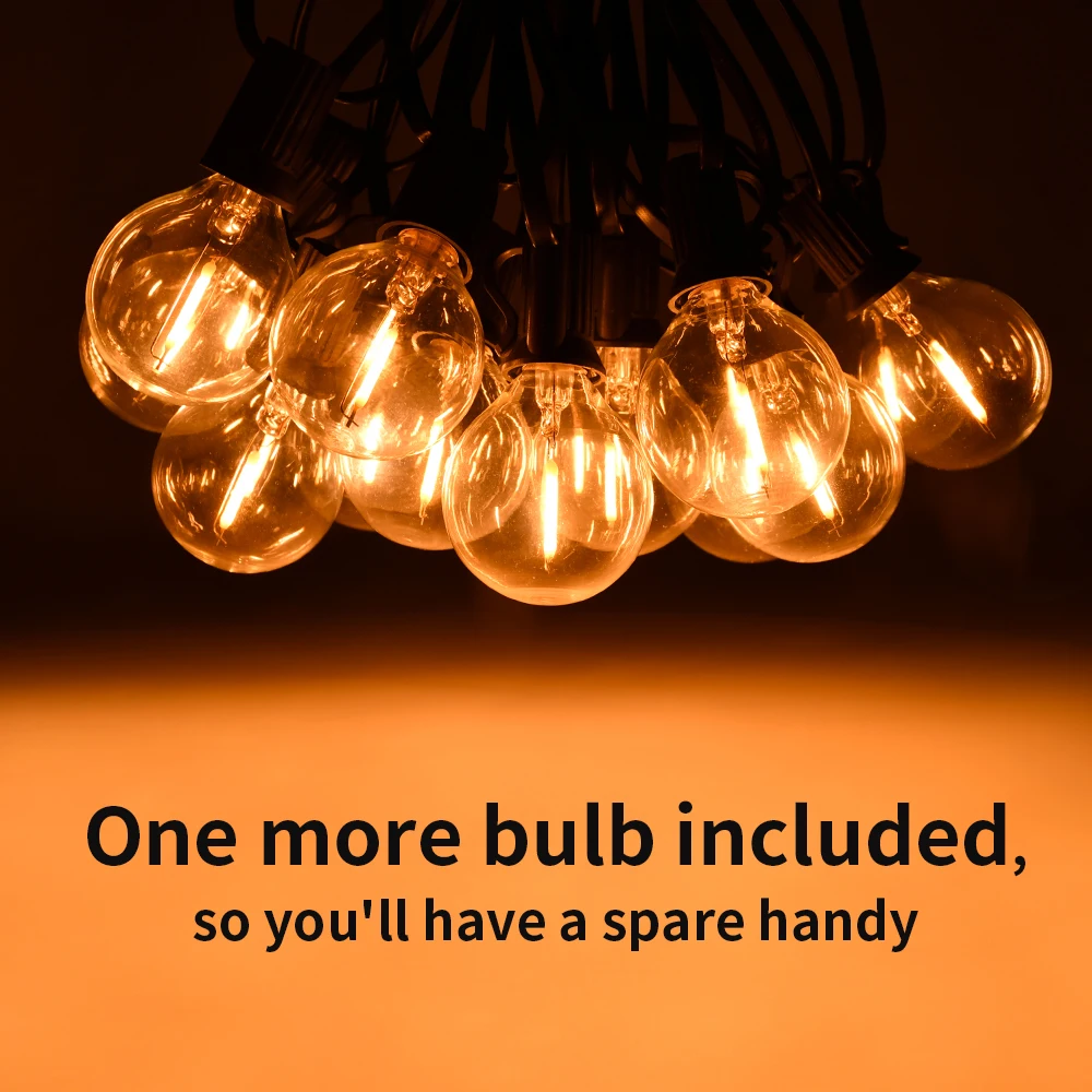 24.6FT Fairy String Light G40 LED Globe Party Garland String Light Warm White 15 Clear Vintage Bulbs Decorative Outdoor Backyard